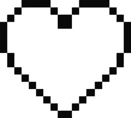 Pixel Heart Shape Retro Digital Vector
