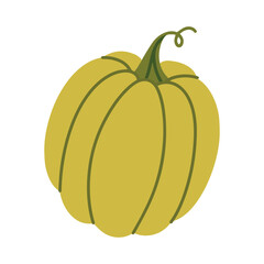 A round pumpkin in a light yellowish-green or chartreuse shade. A unique autumn vegetable variety, adding color diversity to harvest and farm illustrations.