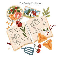 Family Cookbook with Recipe Illustrations
