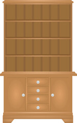 Wooden book cabinet. vector illustration