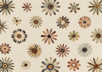 Calm Nature Print Stylized Papery Blossom Arrangement Illustrative Layered Design Palette