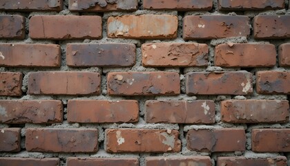 Weathered Red Brick Wall Texture Background Close Up.