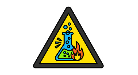 Hazardous Laboratory Warning Sign Emphasizing Toxic Chemical Reactions and Flammability