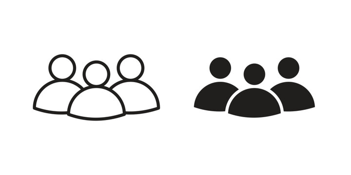 people icon doodle set. editable outline stroke vector eps