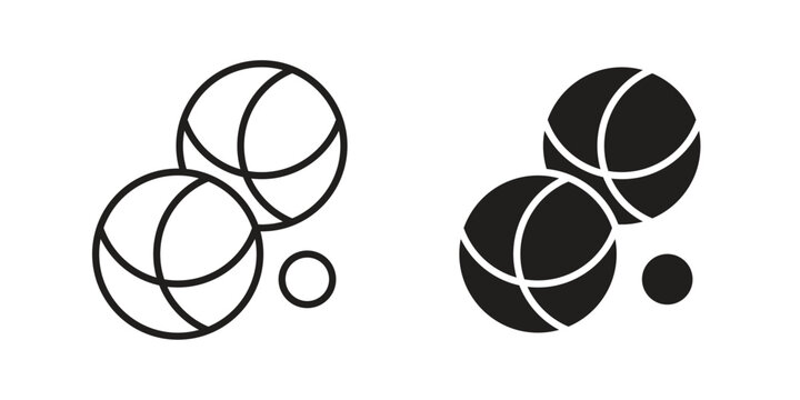 Petanque icon doodle set. editable outline stroke vector eps