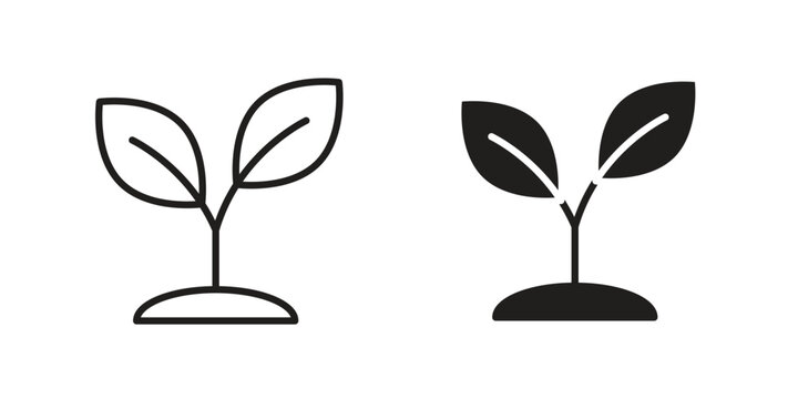 Plant icon doodle set. editable outline stroke vector eps