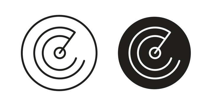 Radar icon doodle set. editable outline stroke vector eps