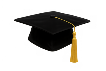 Graduation cap with gold tassel representing higher education, academic achievement, graduation ceremony, and success concept