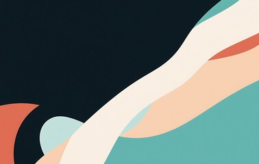 Clean Graceful Digital Abstract Diagonal Wavy Composition with Soft Peach Navy Flowing Layers