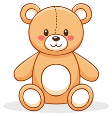Obraz premium Cute cartoon teddy bear plush toy sitting down illustration of a sweet stuffed animal