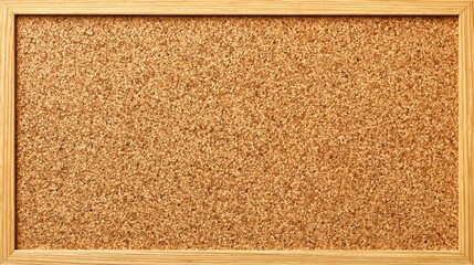 Horizontal shot of an empty cork board featuring a natural wood frame, ideal for notices or notes.