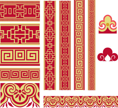 Elegant Thai and Chinese decorative motifs suitable for Lunar New Year-wedding invitations-luxury packaging and cultural festival backgrounds