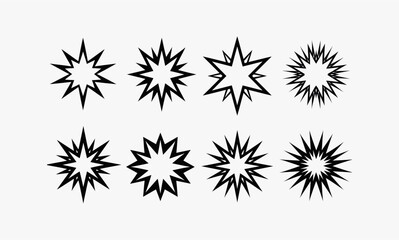 Collection of Eight Starburst Graphic Elements.