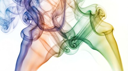 Ethereal colorful smoke dancing on pristine white backdrop, abstract flowing shapes with smooth gradients, ultra-detailed textures, cinematic lighting, high-resolution modern artwork