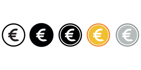 Dollar and Euro Currency Icon Set – Minimalist Financial Symbols, Money Graphics, Banking and Economic Vector Illustration, Currency Signs, Financial App Icons, Economic Infographics, Clean Vector Des
