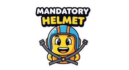 Fototapeta premium Essential Safety: Mandatory Helmet Compliance and Protective Gear Illustration Design