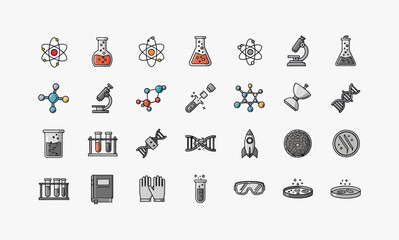 Collection of Science and Technology Icons for Education and Research.