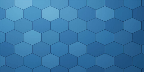 Seamless blue hexagon honeycomb pattern background texture design