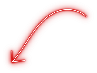 Neon red glowing curved downward arrow