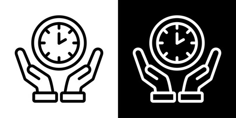 Time Management Icon Of Line Black And White Style Vector Illustration
