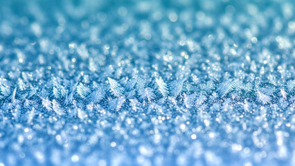 Obraz premium Frosty Texture: A close-up view unveils an ethereal display of ice crystals, meticulously crystallized in a serene display of the winter season
