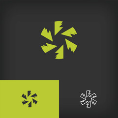 Circular center lightning bolt logo. Unique design with color gradients. Ready-to-use template for flat and linear layouts.