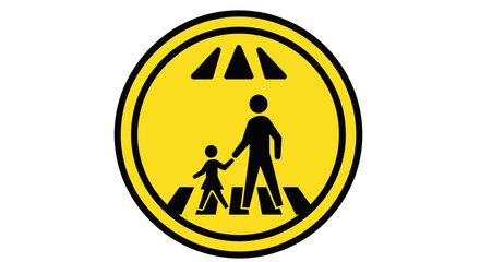 Crosswalk Sign Representing Road Safety for Children and Pedestrians Symbol