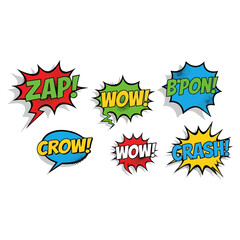 Vibrant Comic Book Style Speech Bubbles with Exclamations.
