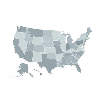 United States of America map with individual states highlighted.
