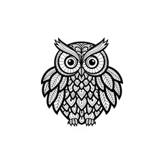 Intricate Black and White Owl Mandala Design.