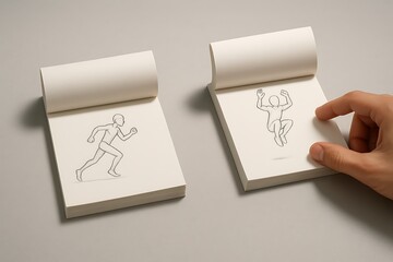 Flip Book Animation of Running and Jumping Human Figures