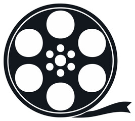 Film reel, icon for movies or cinema. Retro design. Vector illustration.