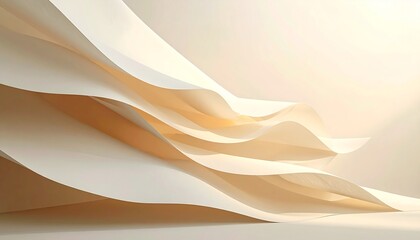 Minimal layered design with overlapping neutral sheets creating floating depth, soft shadow gradients, and calm dimensional composition captured in crisp clarity