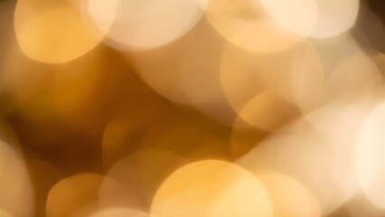 Bokeh Wonderland: An abstract composition made entirely of Christmas light bokeh. No sharp objects. Massive, overlapping orbs of gold, deep amber