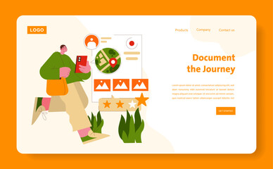 Traveler with Smartphone and Journey Planning Illustration