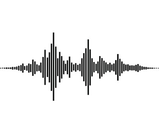 Sound waveform signal isolated on white background