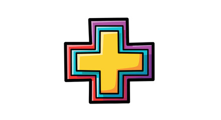 Obraz premium Colorful Plus Sign Symbolizing Health, Help, and Modern Medical Concepts