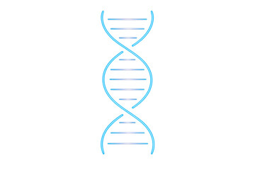 Dna double helix icon glowing with neon blue light, symbolizing genetics, science, and medical research on a transparent background