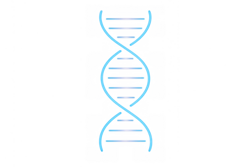 Dna double helix icon glowing with neon blue light, symbolizing genetics, science, and medical research on a transparent background