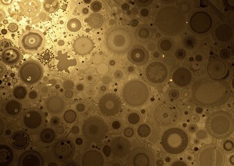 Detailed Microscopic Gold Organic Gears Interconnected Metallic Sci-fi Digital Wallpaper