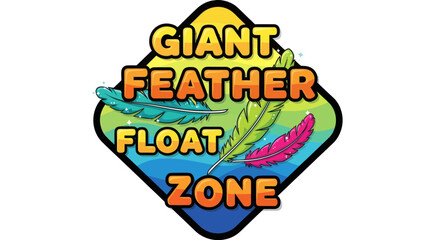 Colorful Feathers Floating in the Zone, Cartoonish Design with Bright and Eye-Catching Colors