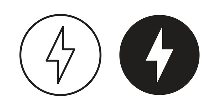 Thunder bolt icon designs collection for mobile, ui, web.