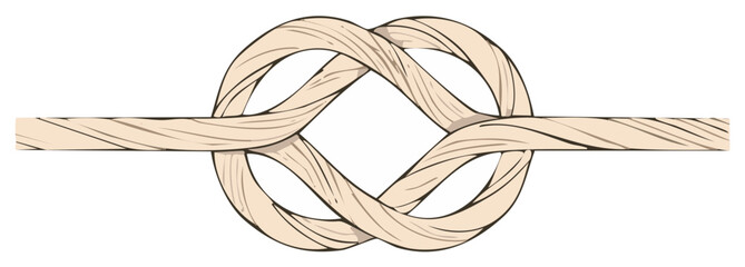 Close-up illustration of a tightly tied knot made from thick, twisted rope with distinct shadow details and a plain white background.