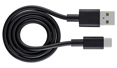 Black cable with USB and Type-C connectors