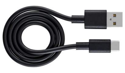 Black cable with USB and Type-C connectors