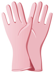 Obraz premium Pair of pink protective gloves, safety equipment, chemical or medical protection, hygiene and cleanliness tools.