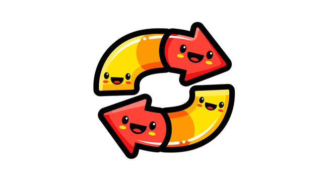 Cheerful Cycle of Joyful Arrows, Symbolizing Recurrence, Repeated Actions and Refreshing Elements