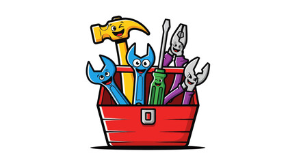 Cheerful Toolbox Full Of Tools For Repairing And Maintaining Everything Neatly
