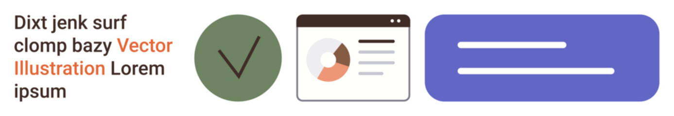 Fototapeta premium Workflow design, user interface, business data, app layout, productivity tools, UI components. Checkmark circle, profile dashboard card and abstract button. Workflow design and productivity tools