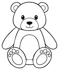 Obraz premium Bear Illustration Black and White Simple Line Drawing Cute Cartoon Teddy Bear for Coloring or Learning